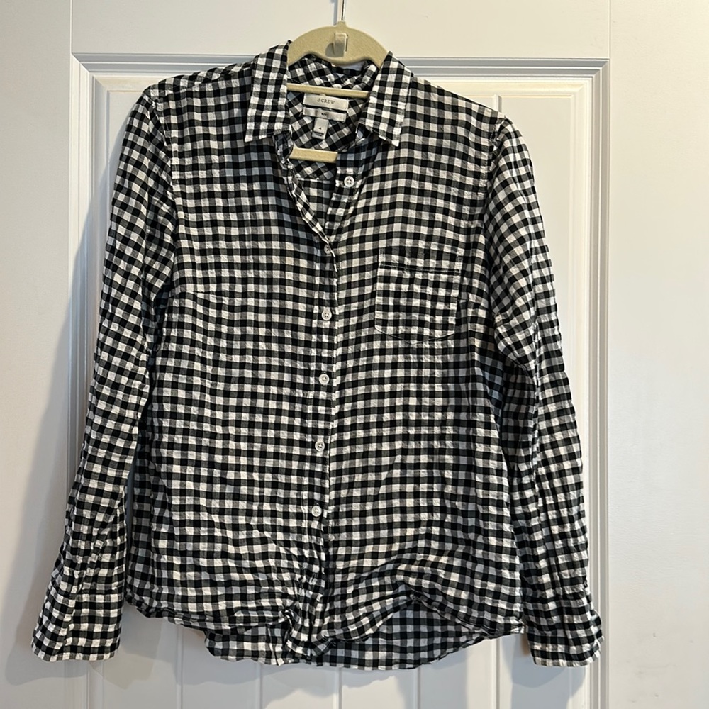J Crew Gingham Button Down Shirt